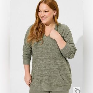 torrid Olive Green V-Neck Hoodie Sweatshirt